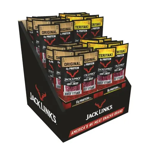 JACK LINK'S BEEF JERKY S2747 BEEF STEAKS DSPLY ORIG&TER 1OZ
