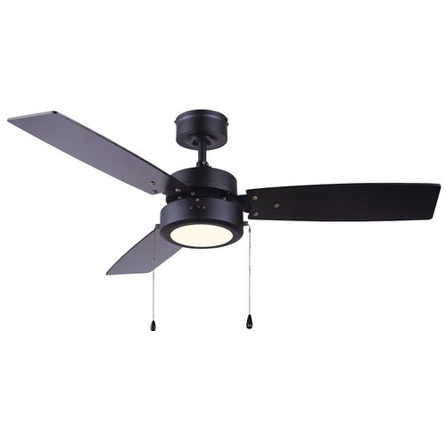 WALLIS Ceiling Fan with Light Kit, 3-Blade, Black Housing, Black Blade, 42 in Sweep, MDF Blade