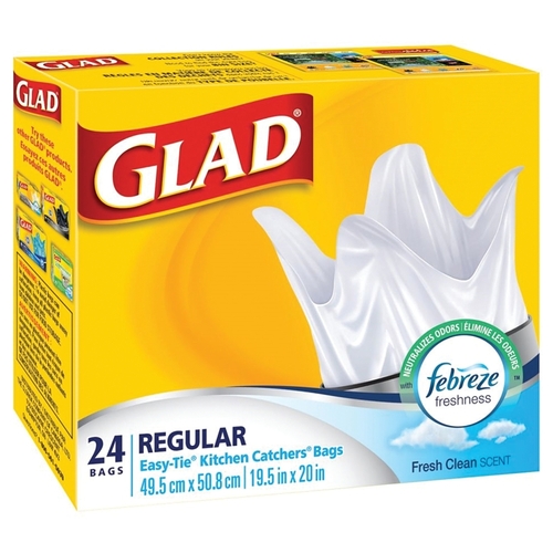 Easy-Tie Garbage Bag, Regular, 22 L, White - pack of 24