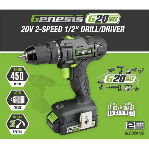 RICHPOWER INDUSTRIES GLCD2012B DRILL/DRIVER 2-SPEED 20V 1/2IN