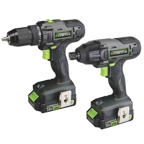 Genesis GL20DIDKB2 G20 Max Drill/Impact Driver Combo Kit, Battery Included, 2 Ah, 20 V, Lithium-Ion