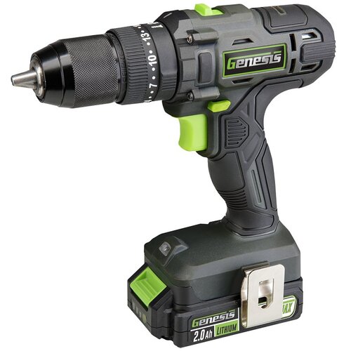 Genesis GLHD20B G20 Max Hammer Drill, Battery Included, 20 V, 2 Ah, 1/2 in Chuck, Ratcheting Chuck