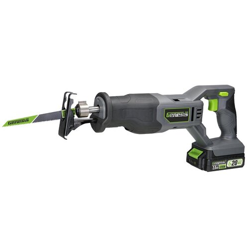 Genesis GLRS20B G20 Max Variable Speed Reciprocating Saw, Battery Included, 20 V, 2 Ah, 1 in L Stroke