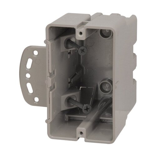 Multi-Mount Outlet Box, 2-Gang, 1-Knockout, 1/2 in, Polycarbonate, Gray, Wall