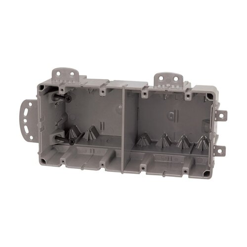 Southwire MSBMMT4G Multi-Mount Outlet Box, 4-Gang, 2-Knockout, 1/2 in, Polycarbonate, Gray, Wall