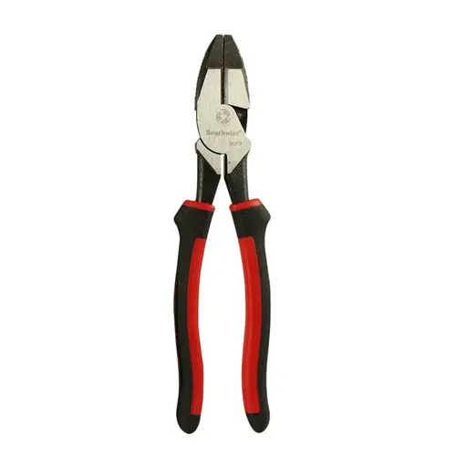 High-Leverage Side Cutting Plier, 9 in OAL, Black/Red Handle, Comfort Grip Handle