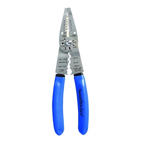 Multi-Purpose Stripper/Crimper Tool, 20 to 10 AWG Solid, 20 to 12 Stranded Stripping, 8-1/8 in OAL