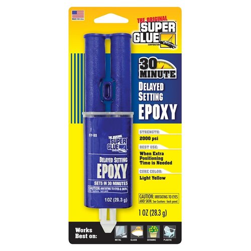The Original Super Glue 11710369 SY-SS Epoxy Adhesive, Light Yellow, Liquid, 1 oz, Syringe