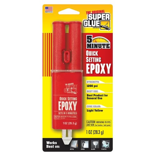 The Original Super Glue 11710366 SY-QS Epoxy Adhesive, Light Yellow, Liquid, 1 oz, Syringe