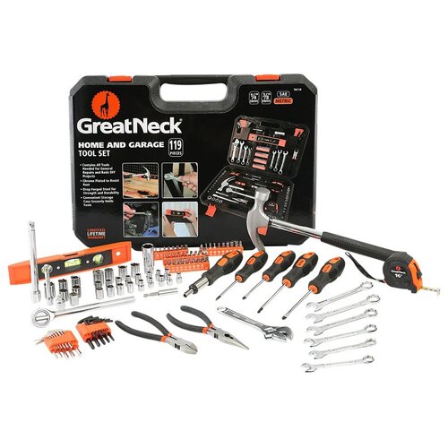 Great Neck TK119 Hand Tool Set, 119-Piece, Steel