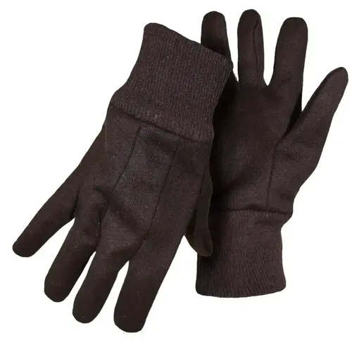 Protective Gloves, Women's, L, Straight Thumb, Knit Wrist Cuff, Jersey, Brown