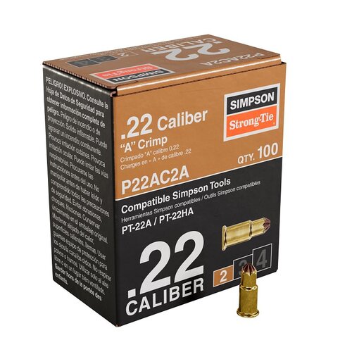 Simpson Strong-Tie P22AC2A P22AC Crimp Load, 0.22 Caliber, Power Level: 2, Brown Code - pack of 100