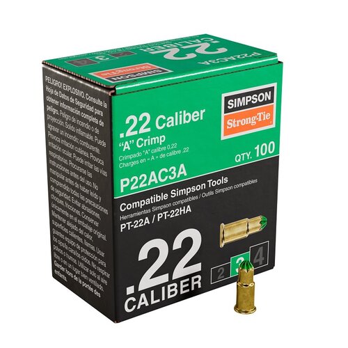 Simpson Strong-Tie P22AC3A P22AC Crimp Load, 0.22 Caliber, Power Level: 3, Green Code - pack of 100