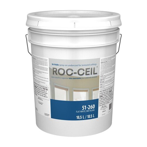 Roc-Ceil Ceiling Paint, Flat, White, 5 gal