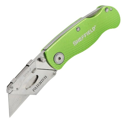 SHEFFIELD 12615 Utility Knife, 1-Blade, Hi-Viz Green Handle