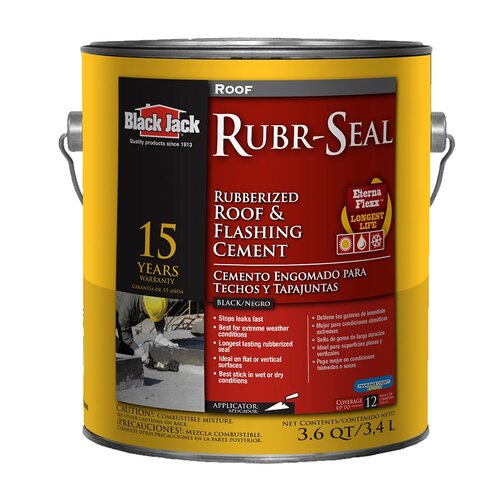 Roof & Flashing Cement Rubr-Seal Gloss Black Rubber 3.6 qt Black - pack of 6