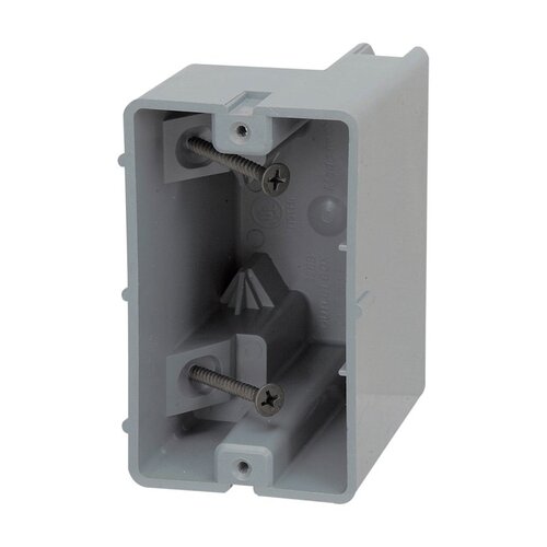 Southwire MSB1G Device Box, 1 -Gang, 4 -Knockout, 1/2 in Knockout, PVC, Gray, Screw Mounting