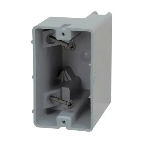 Device Box, 1 -Gang, 4 -Knockout, 1/2 in Knockout, PVC, Gray, Screw Mounting