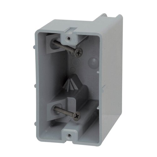 Madison Electric MSB22+ Device Box, 1 -Gang, 4 -Knockout, 1/2 in Knockout, PVC, Gray, Wall Mounting