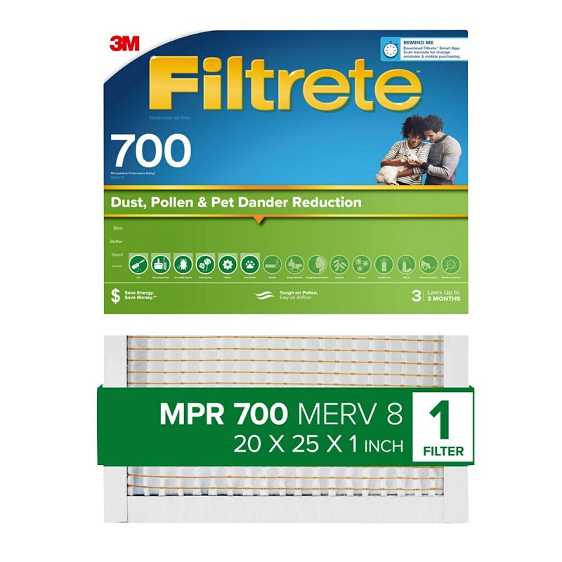 3M 703-4 Air Filter 20" W X 25" H X 1" D Fiberglass 8 MERV Pleated