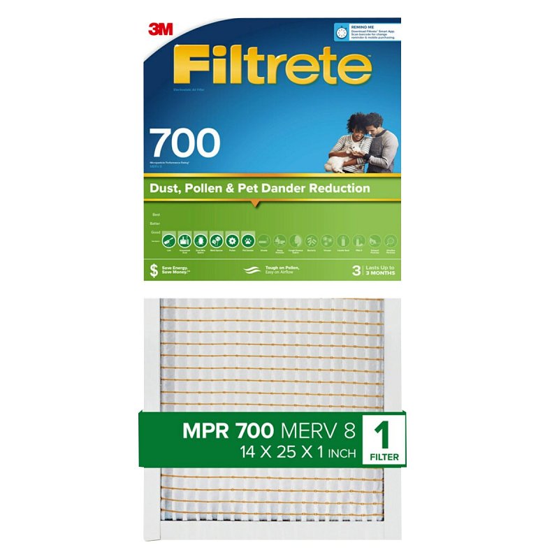 Filtrete 723-4 Air Filter 14" W X 24" H X 1" D Fiberglass 8 MERV Pleated