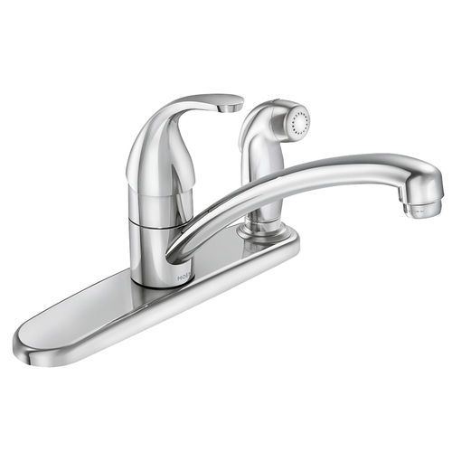 Adler Series Kitchen Faucet, 1.5 gpm, 3-Faucet Hole, Metal, Chrome Plated, Deck Mounting, Lever Handle