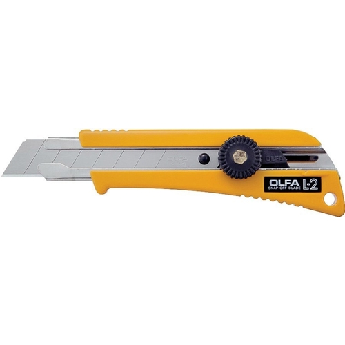 Utility Knife, 18 mm W Blade, Stainless Steel Blade, Pistol-Grip Handle, Yellow Handle