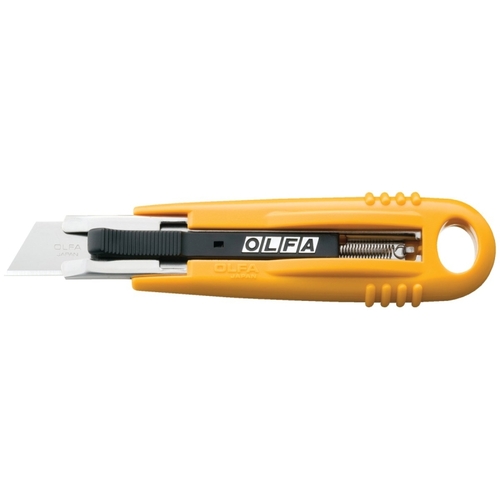 Olfa 9048 Safety Knife, Steel Blade, Contour-Grip Handle, Yellow Handle
