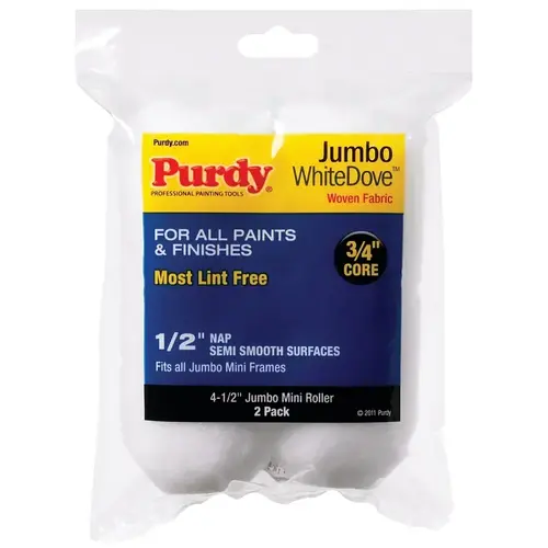 Purdy 14G624013 Paint Roller Cover White Dove Dralon 4.5" W X 1/2" Jumbo White Pair