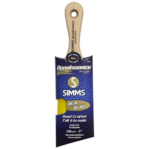 SIMMS 6018-50 Paint Brush, 2 in W, Oval Sash Brush, Polyester Bristle, Short Handle