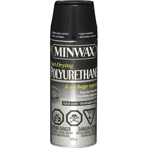 Fast-Drying Polyurethane, Gloss, Liquid, Clear, 326 g, Aerosol Can