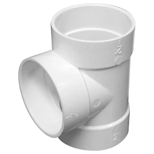 Short Pipe Tee, 2 in, Socket, PVC, White