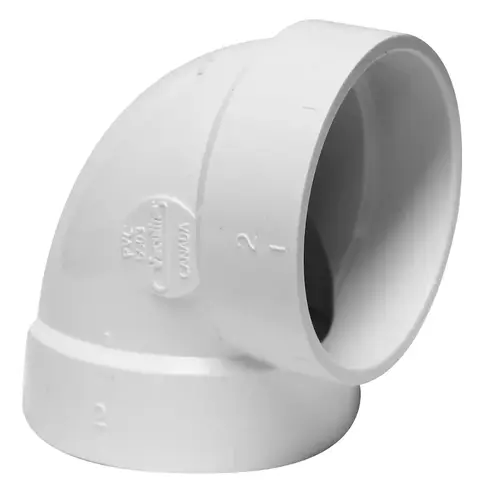 Pipe Elbow, 2 in, Socket, 90 deg Angle, PVC, White