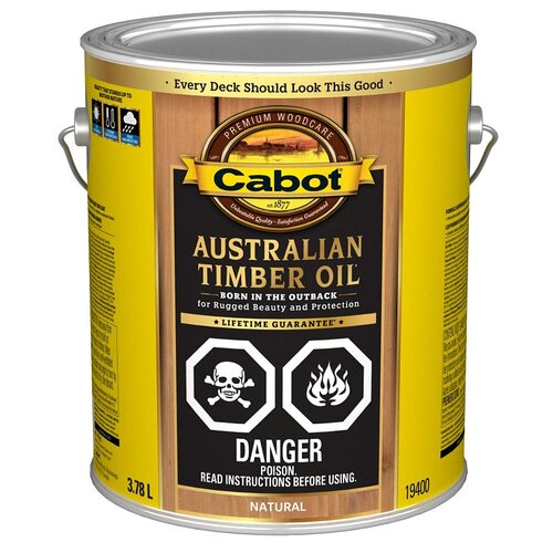 Cabot 142.0019400.007 Water Reducible Australian Timber Oil, 3.78 l, Can, Liquid, Natural, 250 - 350 sq-ft/gal - pack of 4