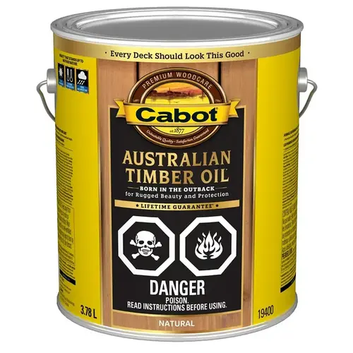 Cabot 142.0019400.007 Water Reducible Australian Timber Oil, 3.78 l, Can, Liquid, Natural, 250 - 350 sq-ft/gal