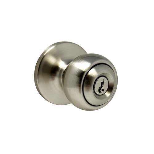  Hudson Entry Lock with Adjustable Latch and Full Lip Strike Satin Nickel Finish