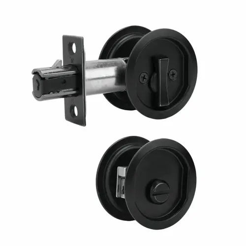  Round Privacy Pocket Door Lock Black Finish