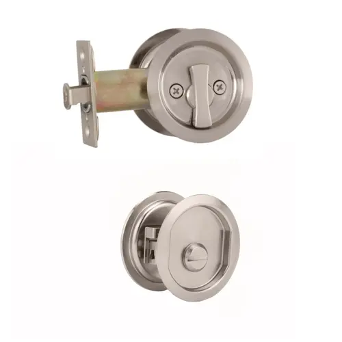  Round Privacy Pocket Door Lock Satin Nickel Finish