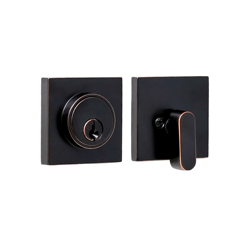 Weslock 00771-1-1FR22  Square Single Cylinder Deadbolt with Adjustable Latch and Round Corner Full Lip Strike Oil Rubbed Bronze Finish