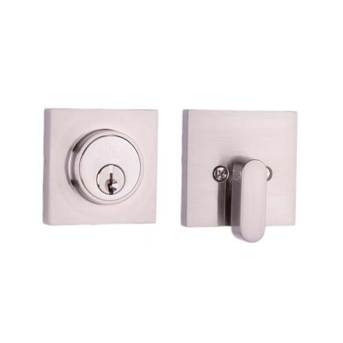  Square Single Cylinder Deadbolt with Adjustable Latch and Round Corner Full Lip Strike Satin Nickel Finish