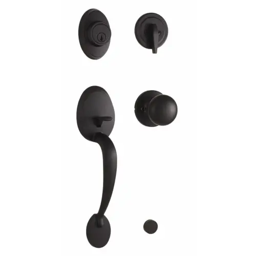  Hillcrest Single Cylinder Handle set with Salem Knob Matte Black Finish