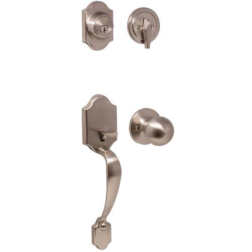  Parkside Single Cylinder Handle set with Hudson Trim Satin Nickel