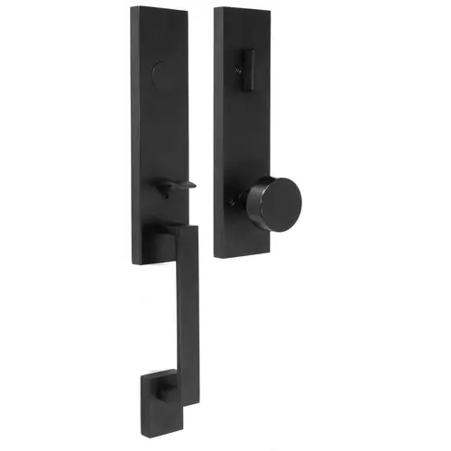  Leighton Dummy Handle set with Mesa Knob Trim Matte Black Finish