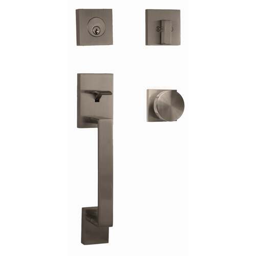  Brookside Dummy Handle set with Mesa Knob Trim Satin Nickel Finish