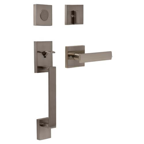  Brookside Dummy Handle set with Utica Lever Trim Satin Nickel Finish