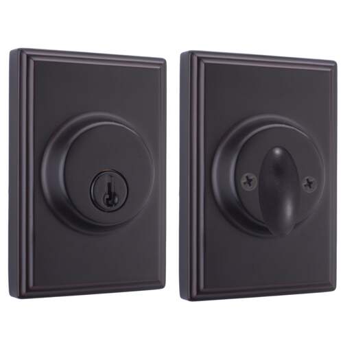  Woodward Single Cylinder Deadbolt with Adjustable Latch and Deadbolt Strike Oil Rubbed Bronze Finish