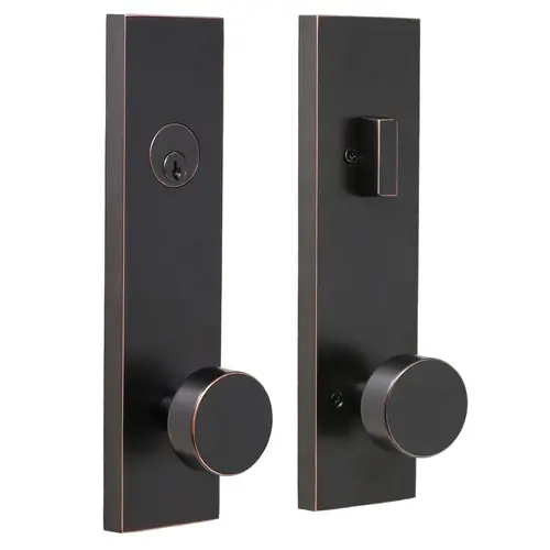  Mesa Knob Addy Escutcheon Single Cylinder Deadbolt Passage Lock with Adjustable Latch and Round Corner Strikes Oil Rubbed Bronze Finish