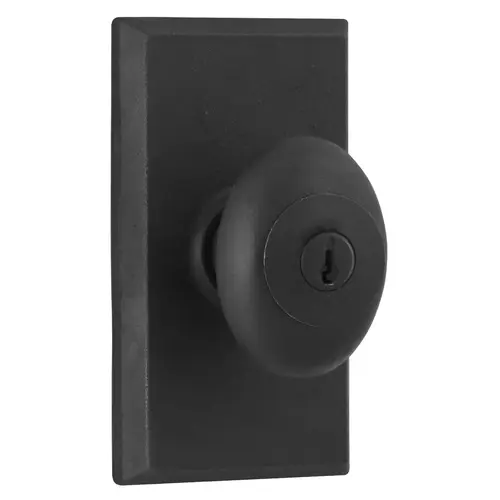  Durham Square Entry Lock with Adjustable Latch and Full Lip Strike Black Finish