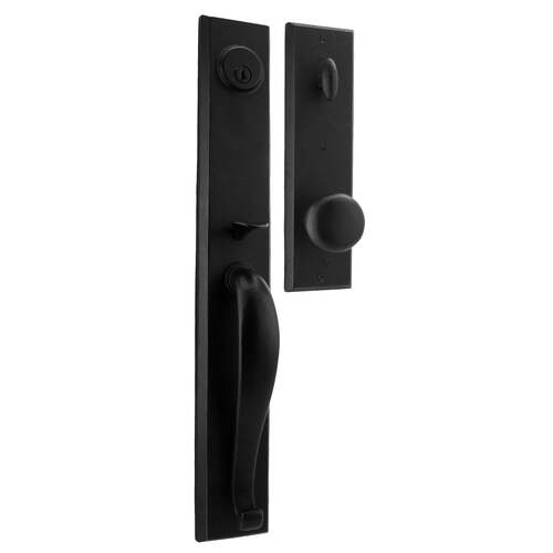  Rockford Single Cylinder Handle set with Wexford Knob in the Black finish