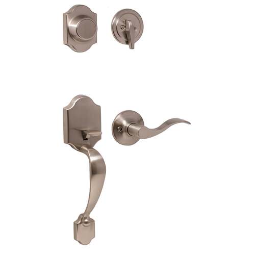  Parkside Dummy Handle set with Left Hand New Haven Lever Satin Nickel Finish